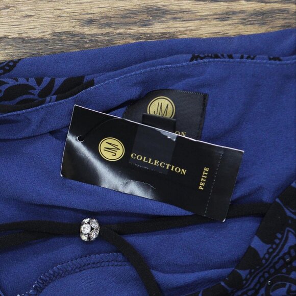 Jm Collection Womens Petite Holiday Blossom Shift Dress Intrepid Blue Combo PM - Picture 3 of 6